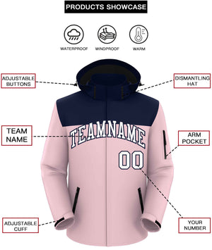 Custom Navy Light Pink-White Two Tone Waterproof Jacket