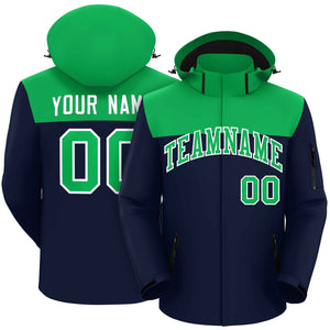 Custom Kelly Green Navy-White Two Tone Waterproof Jacket