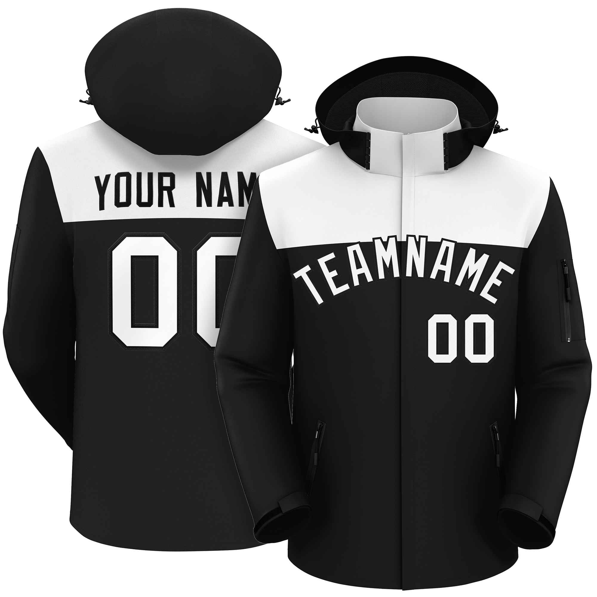 Custom White Black Two Tone Waterproof Jacket