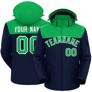 Custom Kelly Green Navy-White Two Tone Waterproof Jacket