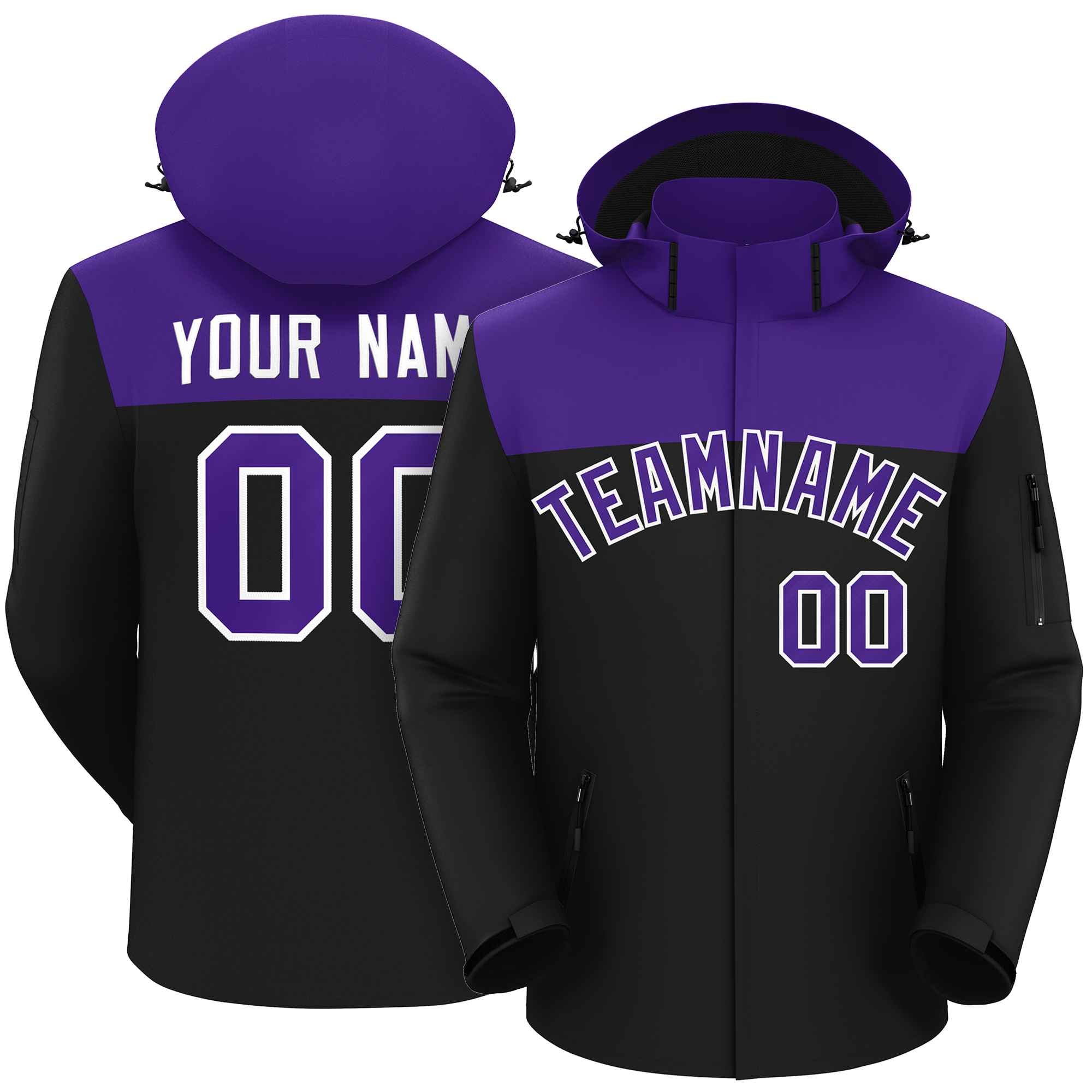 Custom Purple Black-White Two Tone Waterproof Jacket