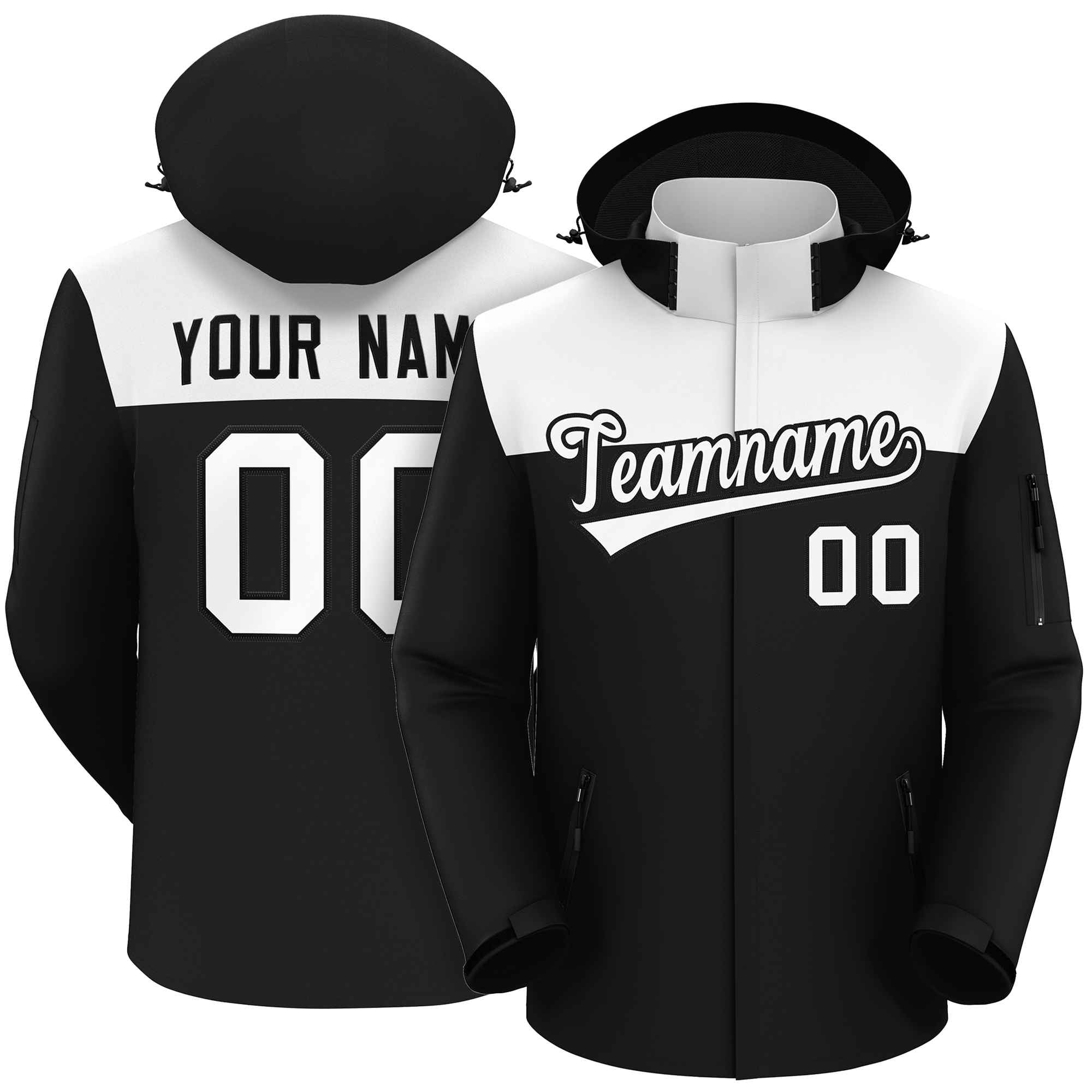 Custom White Black Two Tone Waterproof Jacket