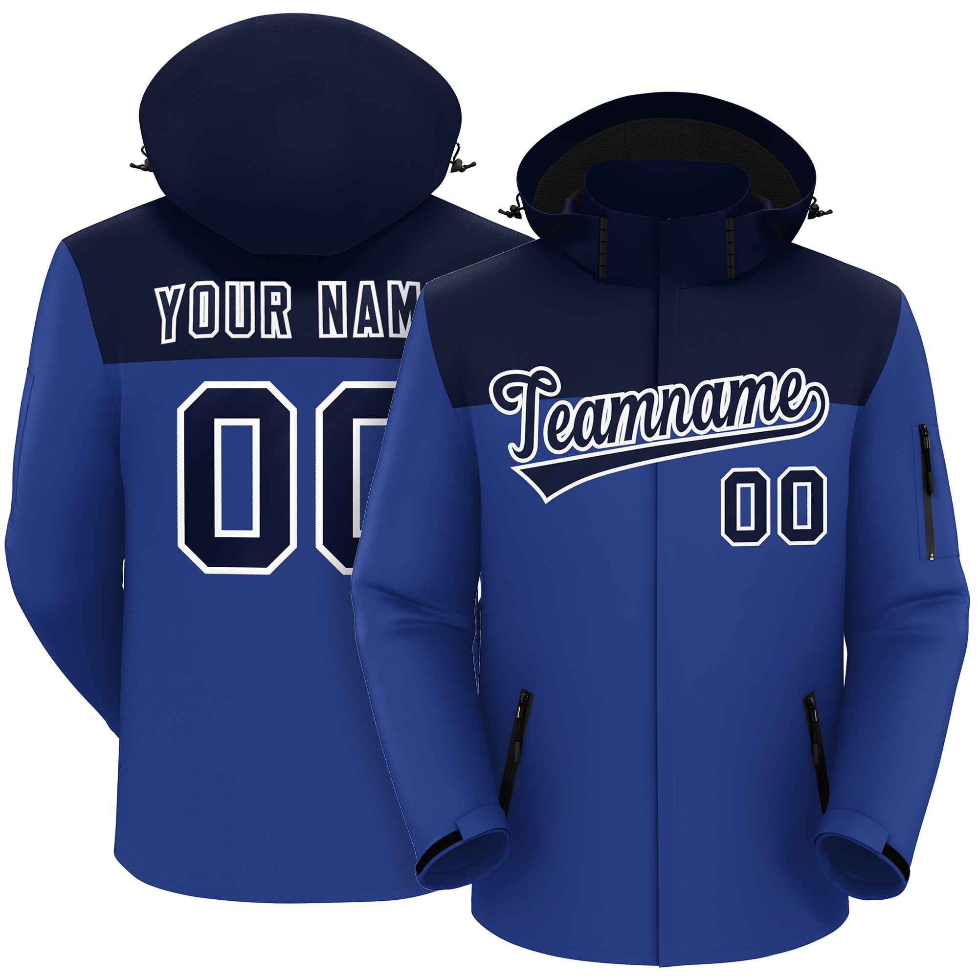 Custom Navy Royal-White Two Tone Waterproof Jacket