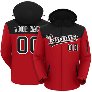 Custom Black Red-White Two Tone Waterproof Jacket