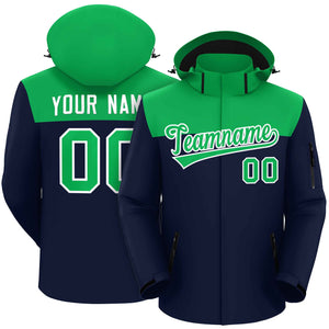 Custom Kelly Green Navy-White Two Tone Waterproof Jacket