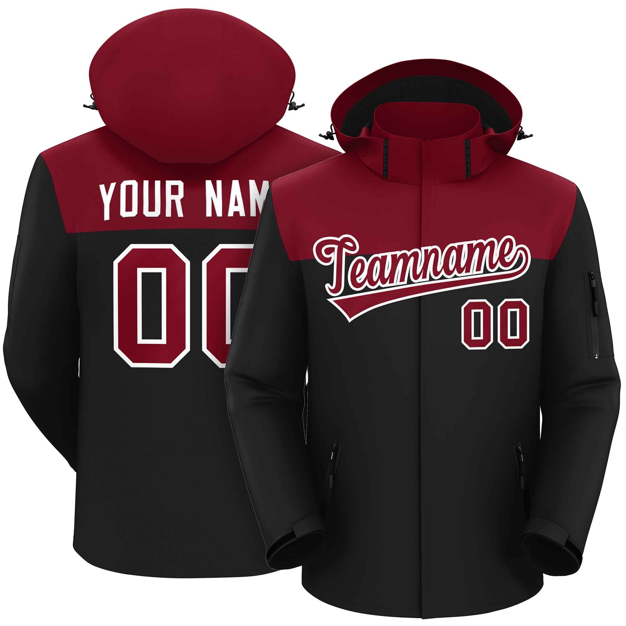 Custom Crimson Black-White Two Tone Waterproof Jacket