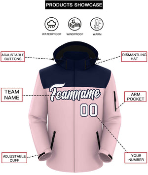 Custom Navy Light Pink-White Two Tone Waterproof Jacket