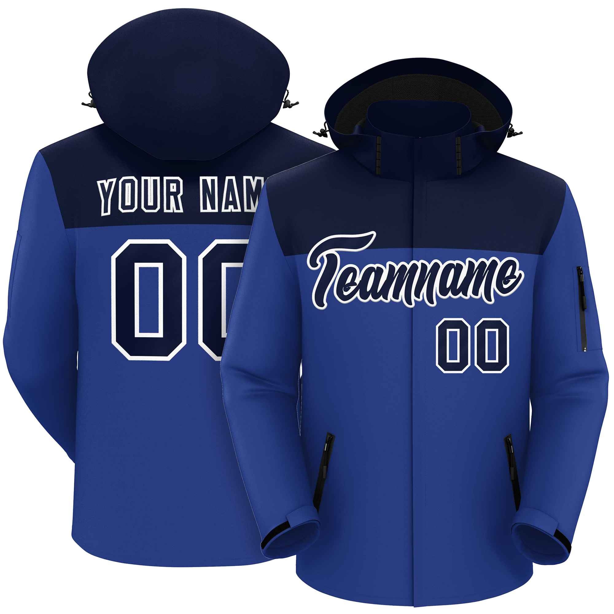 Custom Navy Royal-White Two Tone Waterproof Jacket