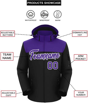 Custom Purple Black-White Two Tone Waterproof Jacket