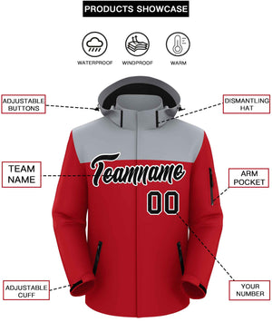 Custom Gray Red-Black Two Tone Waterproof Jacket