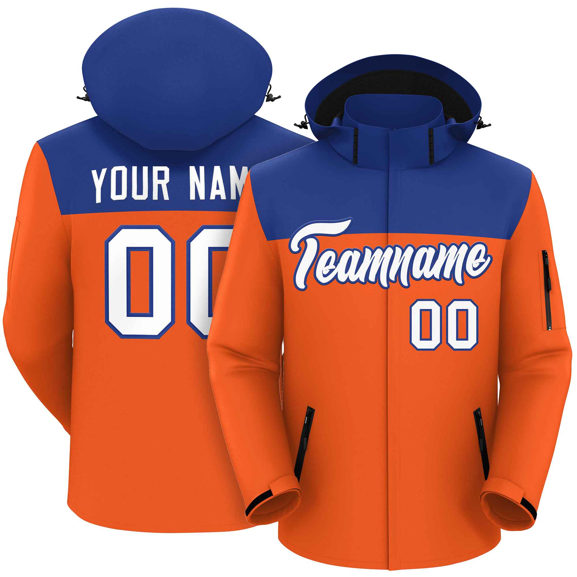 Custom Royal Orange-White Two Tone Waterproof Jacket