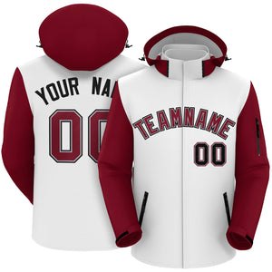 Custom White Crimson-Black Raglan Sleeves Waterproof Jacket