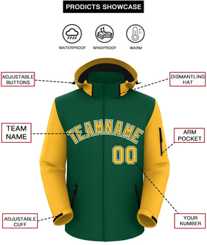 Custom Green Gold-White Raglan Sleeves Waterproof Jacket