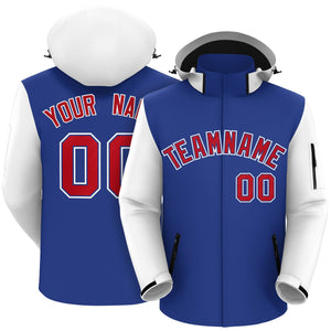 Custom Royal White-Red Raglan Sleeves Waterproof Jacket