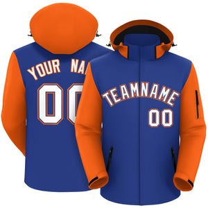 Custom Royal Orange-White Raglan Sleeves Waterproof Jacket