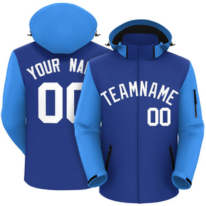 Veste imperméable à manches raglan bleu-blanc Royal Powder personnalisée