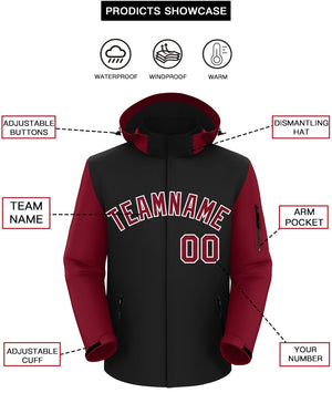 Custom Black Crimson-White Raglan Sleeves Waterproof Jacket