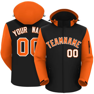 Veste imperméable personnalisée à manches raglan noir orange-blanc