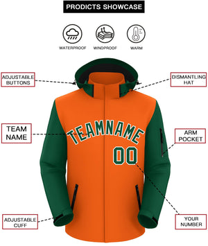 Custom Orange Green-White Raglan Sleeves Waterproof Jacket