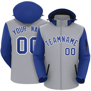 Custom Gray Royal-White Raglan Sleeves Waterproof Jacket