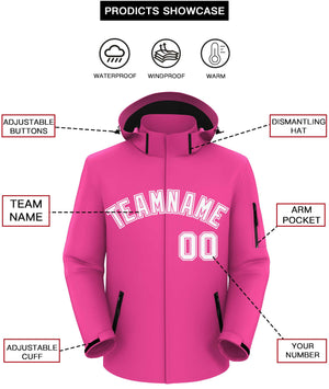 Custom Pink White-White Classic Style Waterproof Jacket