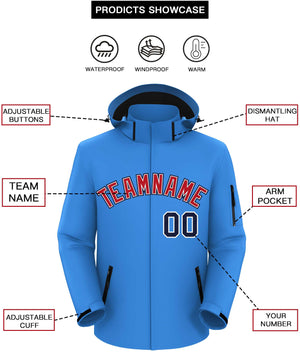 Custom Powder Blue Red-Navy Classic Style Waterproof Jacket