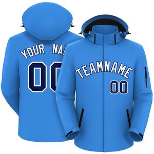 Custom Powder Blue White-Navy Classic Style Waterproof Jacket