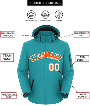 Custom Aqua Orange-White Classic Style Waterproof Jacket