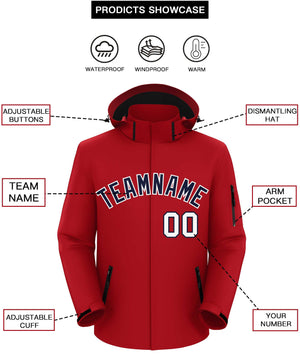 Custom Red Navy-White Classic Style Waterproof Jacket