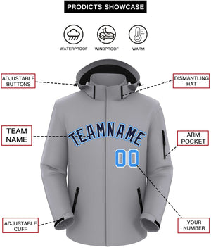 Custom Gray Navy-Powder Blue Classic Style Waterproof Jacket