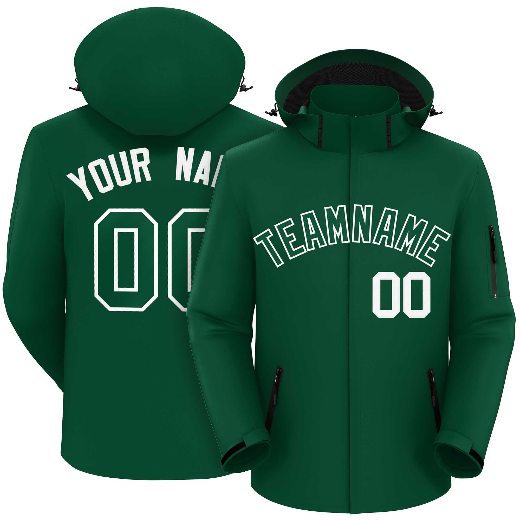 Custom Green Green-White Classic Style Waterproof Jacket