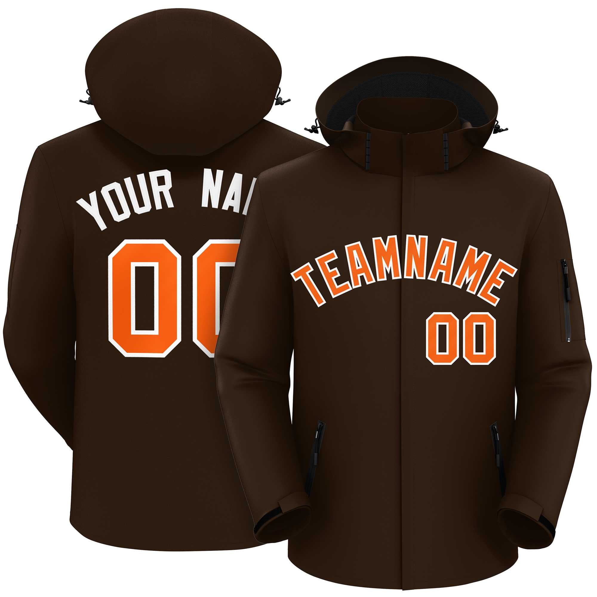 Custom Brown Orange-White Classic Style Waterproof Jacket