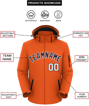 Custom Orange Navy-White Classic Style Waterproof Jacket