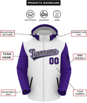 Custom White Purple-Black Raglan Sleeves Waterproof Jacket