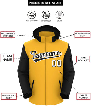 Custom Gold Black-White Raglan Sleeves Waterproof Jacket