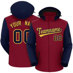 Veste imperméable à manches raglan personnalisées Crimson Navy-Gold