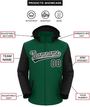 Custom Green Black-White Raglan Sleeves Waterproof Jacket