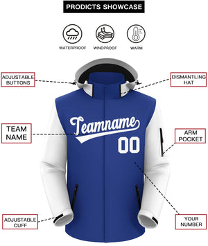 Custom Royal White- Raglan Sleeves Waterproof Jacket