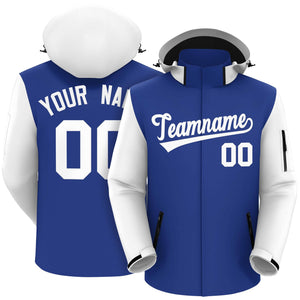 Custom Royal White- Raglan Sleeves Waterproof Jacket