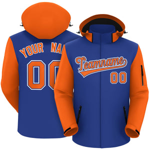 Custom Royal Orange-White Raglan Sleeves Waterproof Jacket