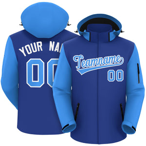 Custom Royal Powder Blue-White Raglan Sleeves Waterproof Jacket