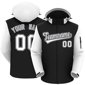 Custom Black White-Gray Raglan Sleeves Waterproof Jacket