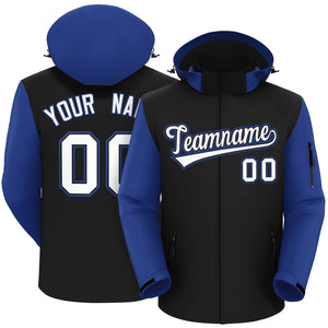 Custom Black Royal-White Raglan Sleeves Waterproof Jacket