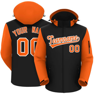 Custom Black Orange-White Raglan Sleeves Waterproof Jacket