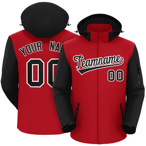 Veste imperméable à manches raglan rouge noir-blanc personnalisée