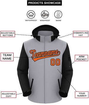 Veste imperméable à manches raglan personnalisée gris noir-orange