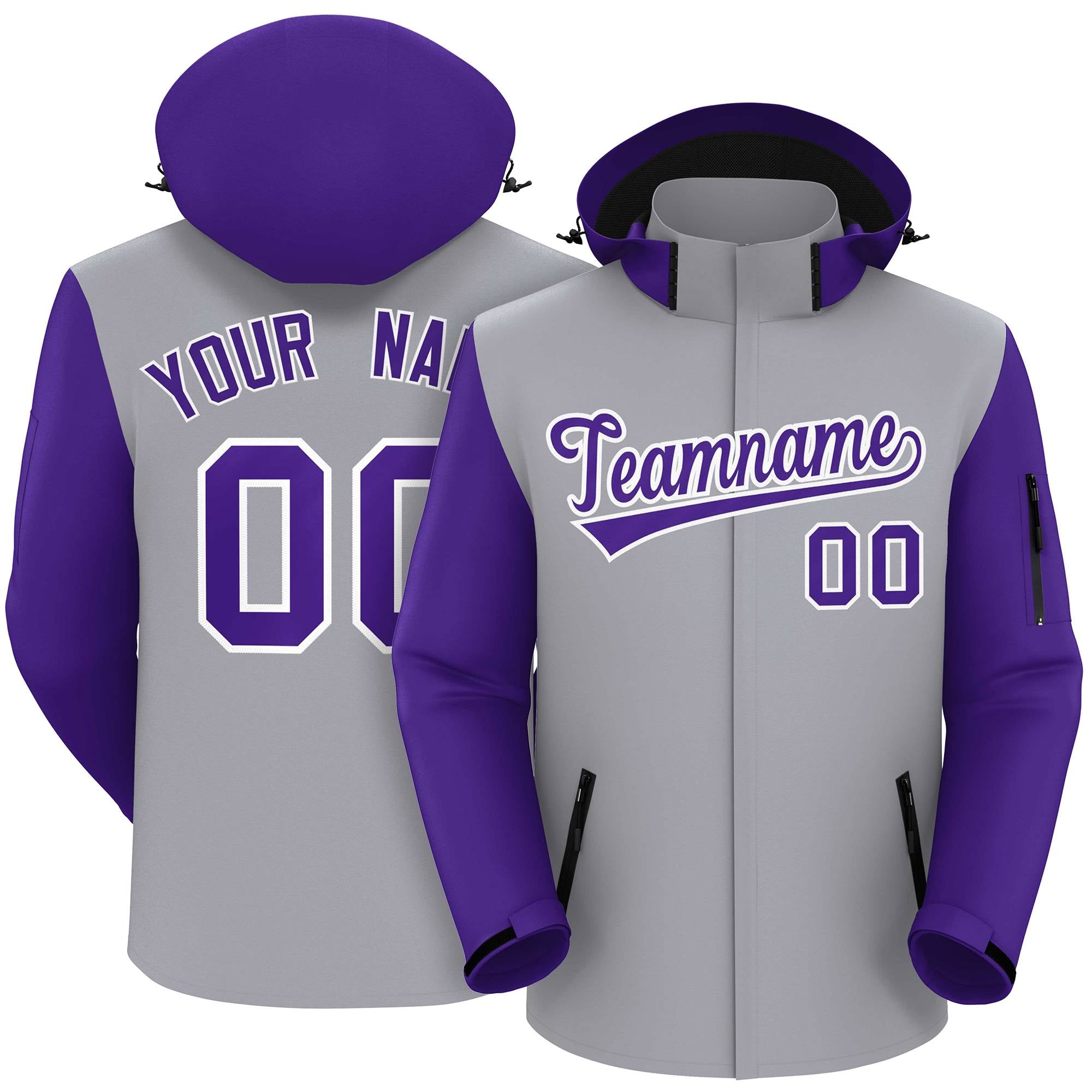 Custom Stitched Purple Gold-White Raglan Sleeves Sports Pullover Sweatshirt Hoodie For Women main image 0