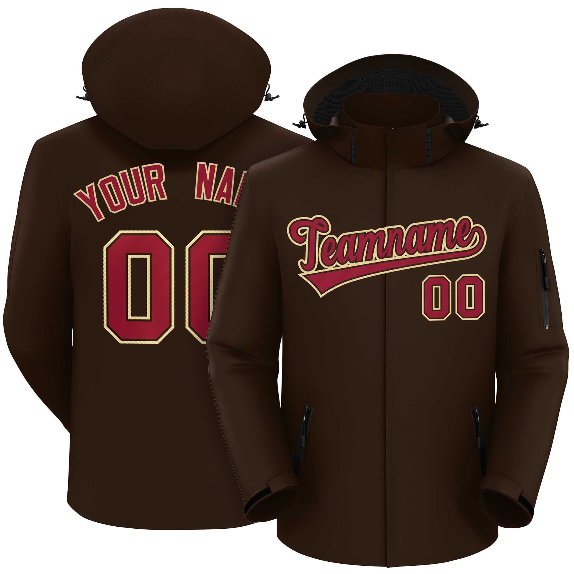 Custom Brown Crimson-Khaki Classic Style Waterproof Jacket