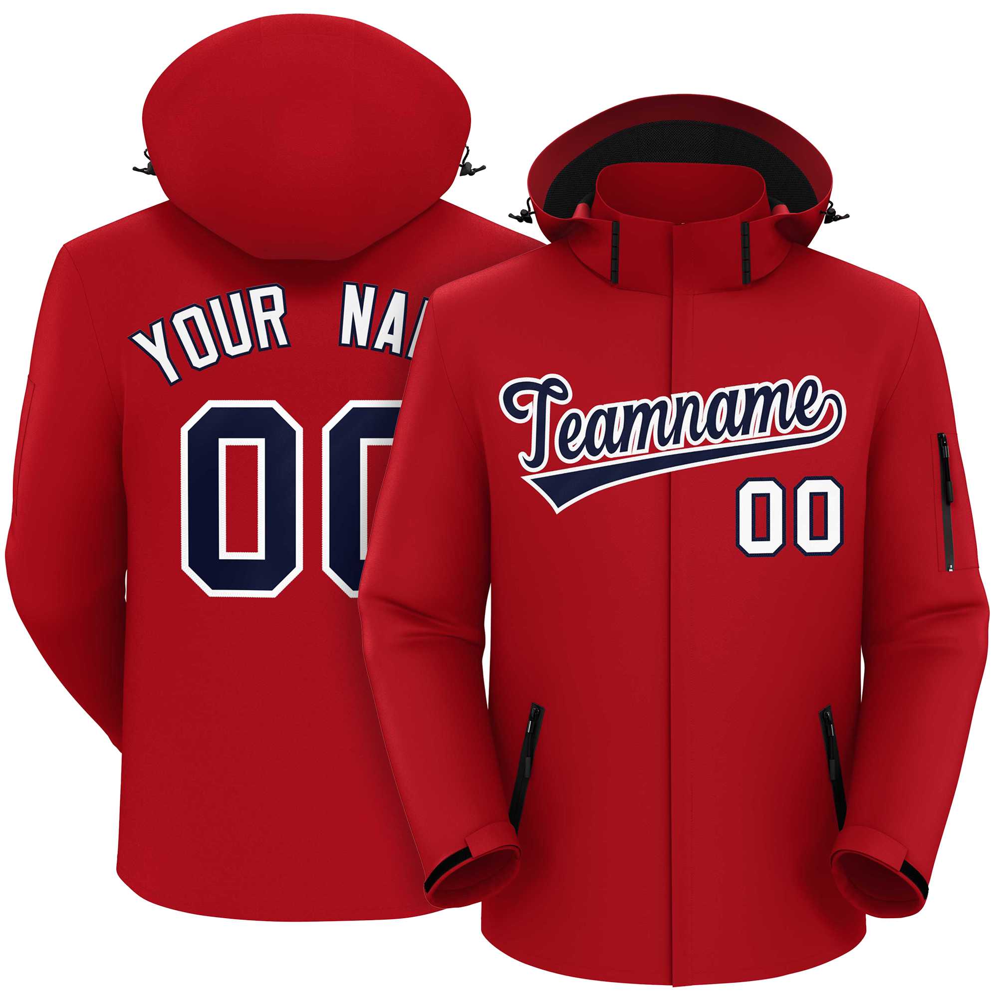 Custom Red Navy-White Classic Style Waterproof Jacket