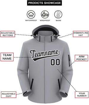 Custom Gray Black-White Classic Style Waterproof Jacket